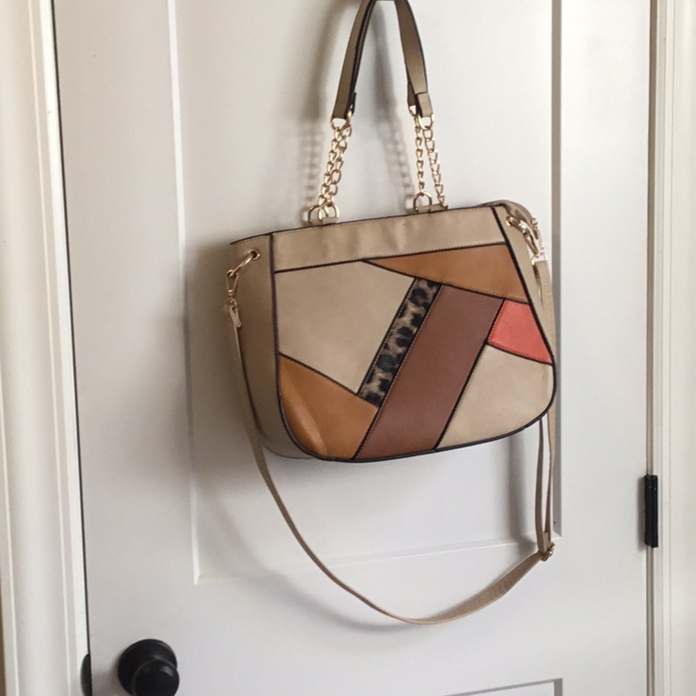 Patchwork Shoulder Bag Y2K Leopard